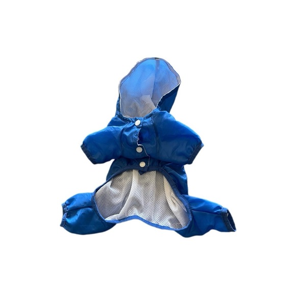 Pet dog blue raincoat with hood for small dog under 10 lbs - Picture 4 of 8